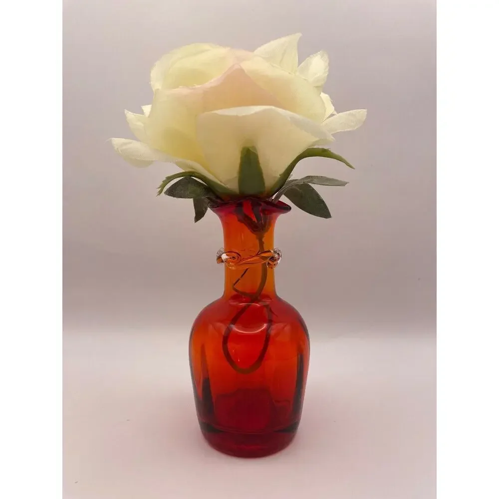 Vtg Kanawha Glass 1974 Ruby Red Applied Clear Rigaree Ruffle 5